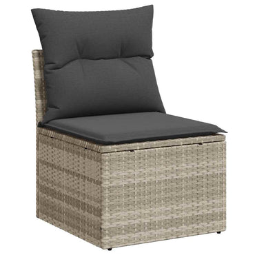vidaXL Gartensofa-set mit Speicher 11 pcs Hellgrau Poly-Rattan
