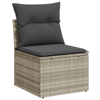 vidaXL Gartensofa-set mit Speicher 11 pcs Hellgrau Poly-Rattan