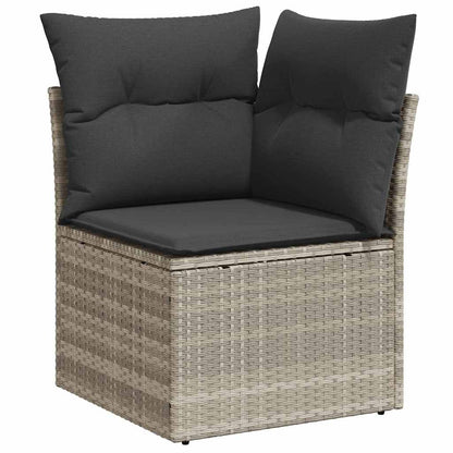 vidaXL Gartensofa-set mit Speicher 11 pcs Hellgrau Poly-Rattan