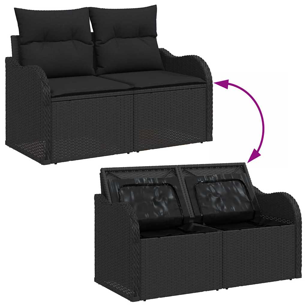 vidaXL Gartensofa-set mit Speicher 11 pcs Schwarz Poly-Rattan