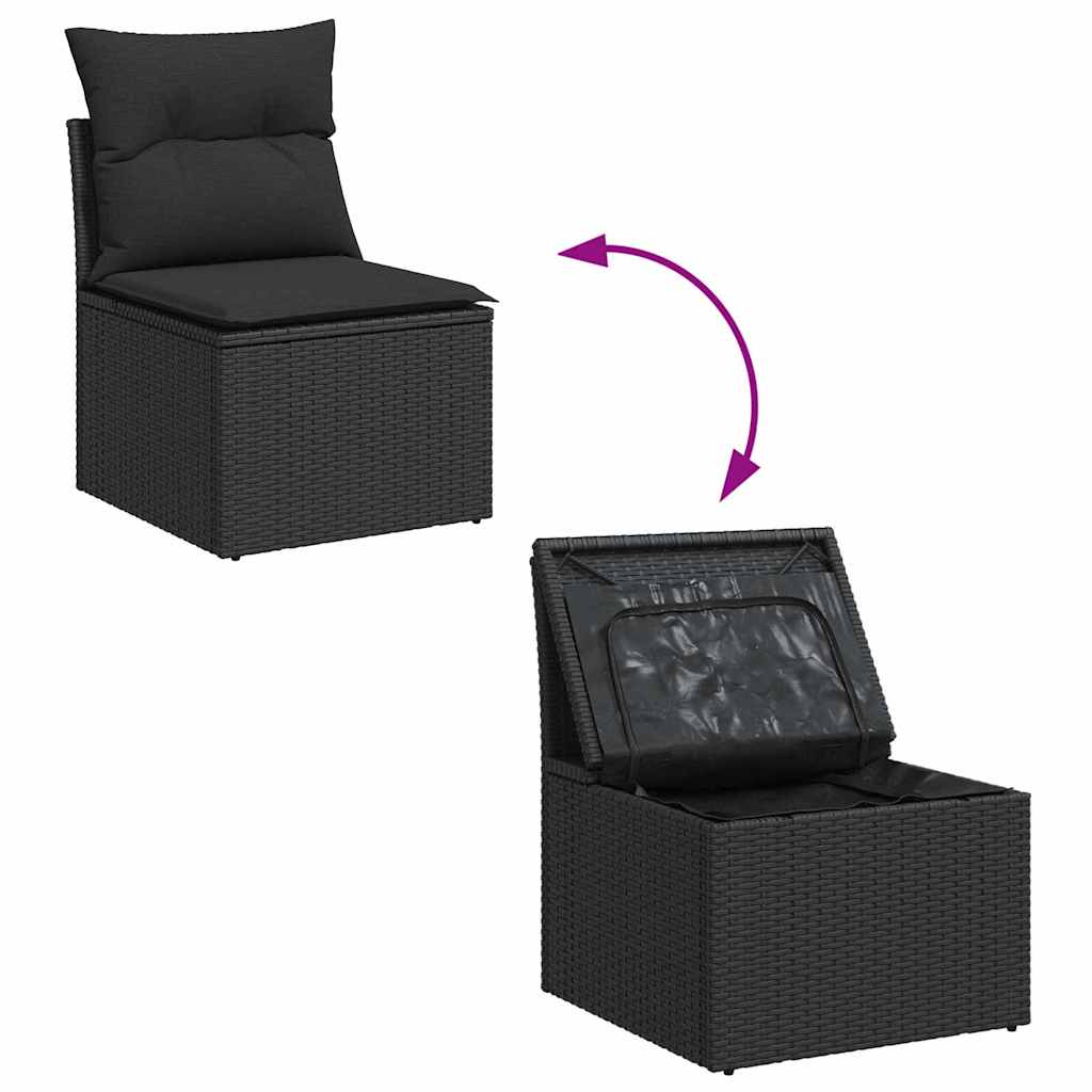 vidaXL Gartensofa-set mit Speicher 11 pcs Schwarz Poly-Rattan