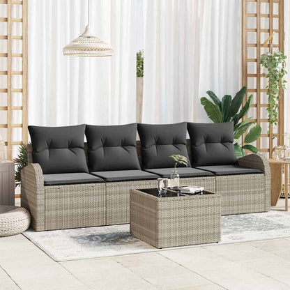 Garten-Sofa-Set mit Kissen 5 pcs Hellgrau und Dunkelgrau