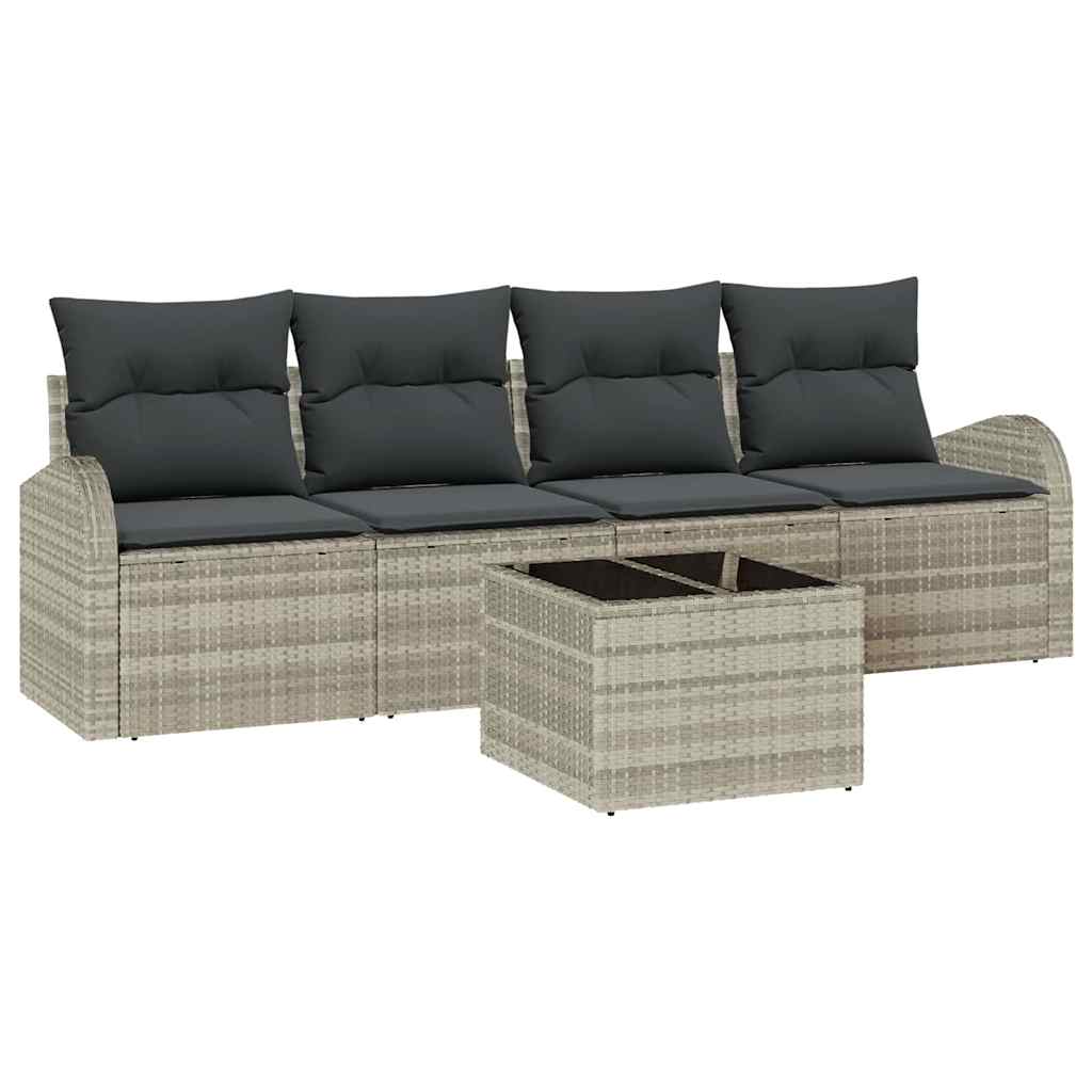 Garten-Sofa-Set mit Kissen 5 pcs Hellgrau und Dunkelgrau