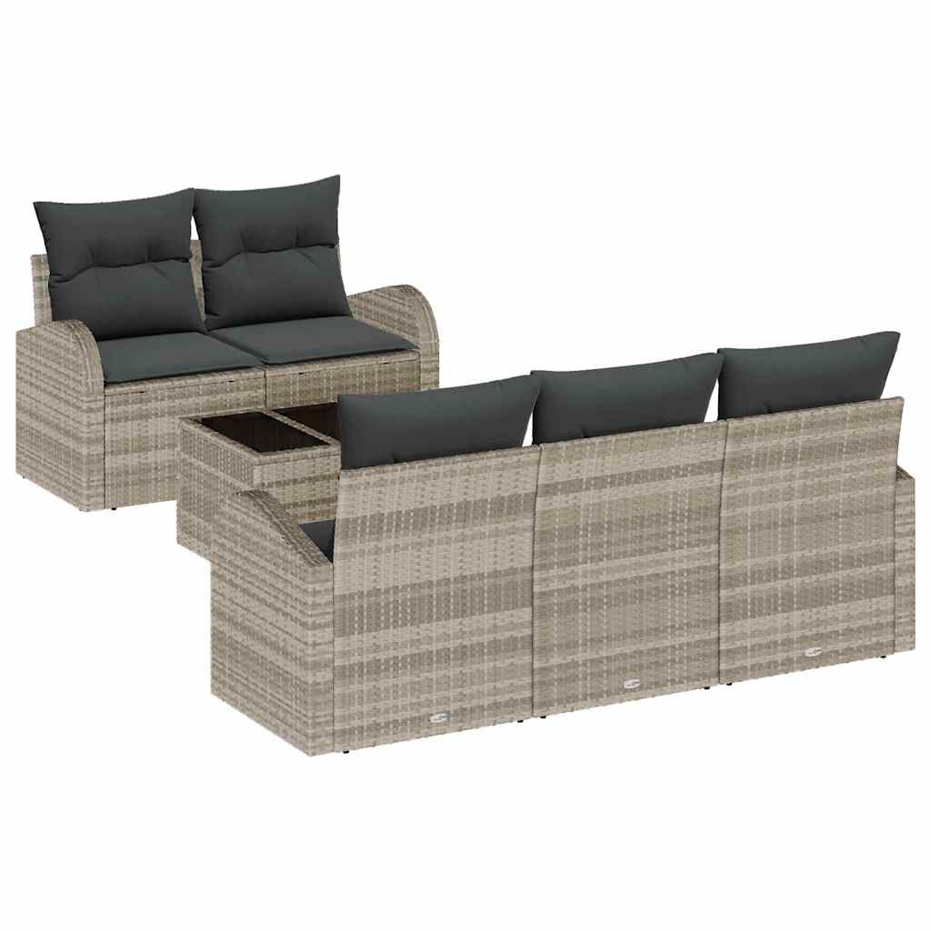 Garten-Sofa-Set mit Kissen 6 pcs Hellgrau und Dunkelgrau