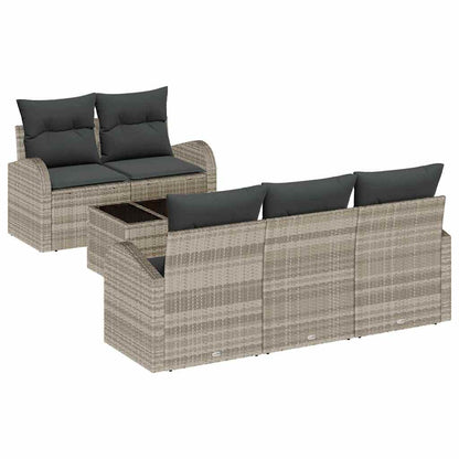 Garten-Sofa-Set mit Kissen 6 pcs Hellgrau und Dunkelgrau