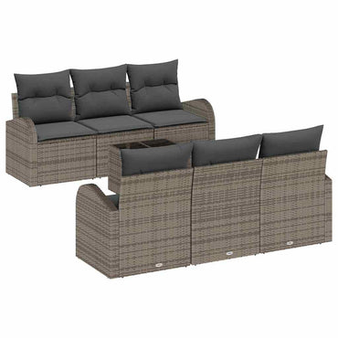 vidaXL Gartensofa-set mit Speicher mit Kissen 7 pcs Grau Poly-Rattan