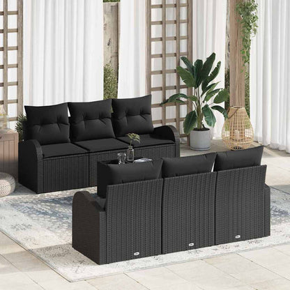 vidaXL Garten-Sofa-Set 7 pcs Schwarz Poly-Rattan und Stahl und Glas