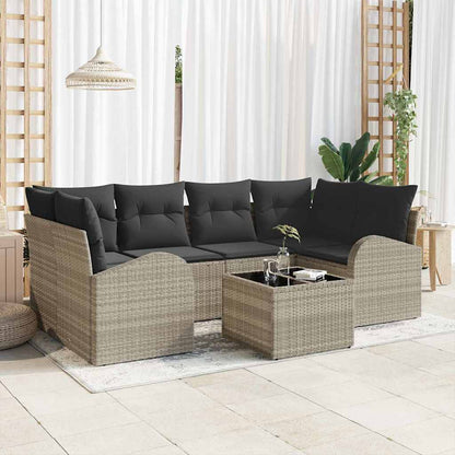 Garten-Sofa-Set mit Kissen 7 pcs Hellgrau und Dunkelgrau