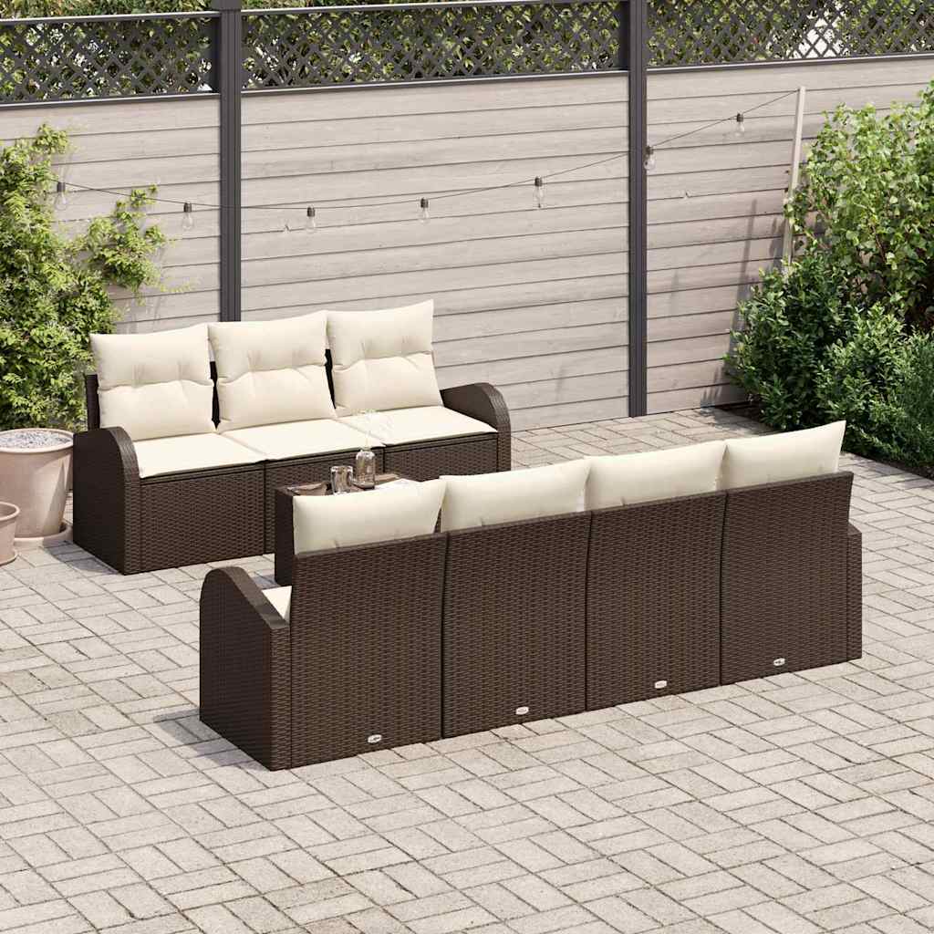 Garten-Sofa-Set mit Kissen 8 pcs Braun, Creme 55 x 55 x 37 cm