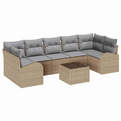 Garten-Sofa-Set mit Kissen mit Speicher 8 pcs Beige und Grau