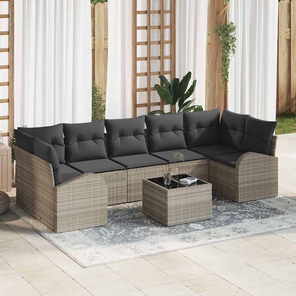 Garten-Sofa-Set mit Kissen 8 pcs Hellgrau und Dunkelgrau