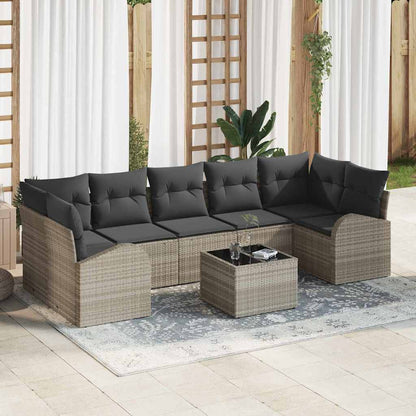 Garten-Sofa-Set mit Kissen 8 pcs Hellgrau und Dunkelgrau