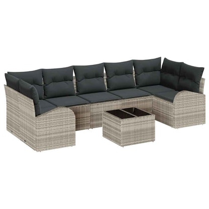 Garten-Sofa-Set mit Kissen 8 pcs Hellgrau und Dunkelgrau