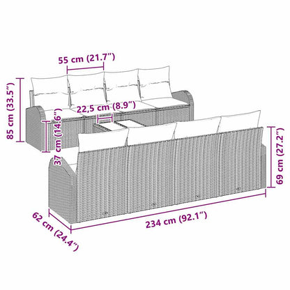 vidaXL Garten-Sofa-Set mit Kissen mit Speicher 9 pcs Beige und Grau