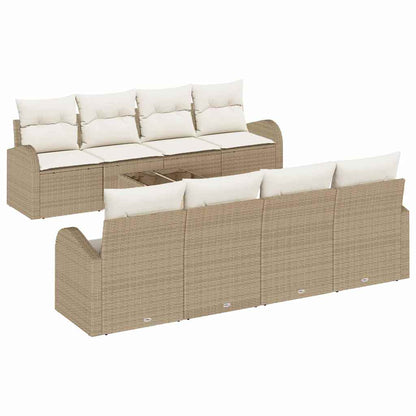 Garten-Sofa-Set mit Kissen mit Speicher 9 pcs Beige und Creme