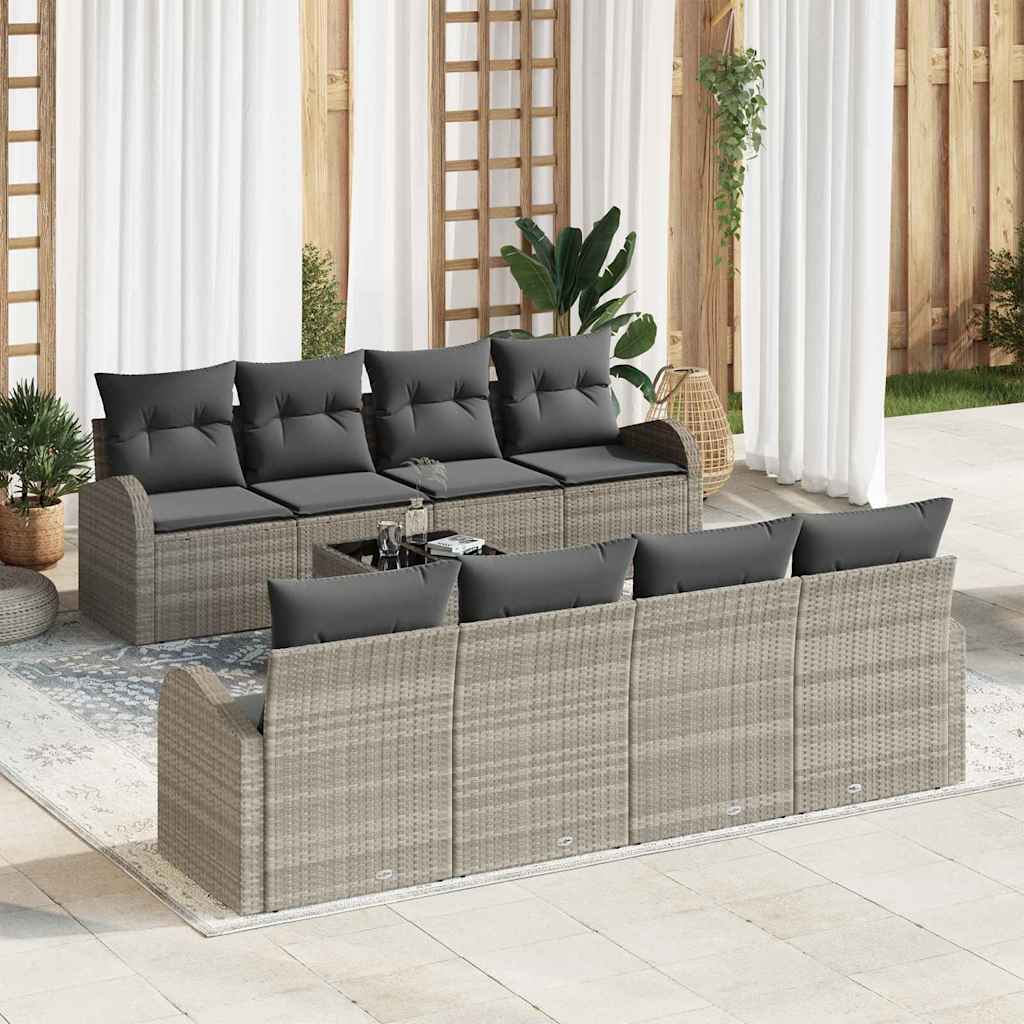 vidaXL Salon de jardin 9 pcs Gris clair et gris foncé Résine tressée