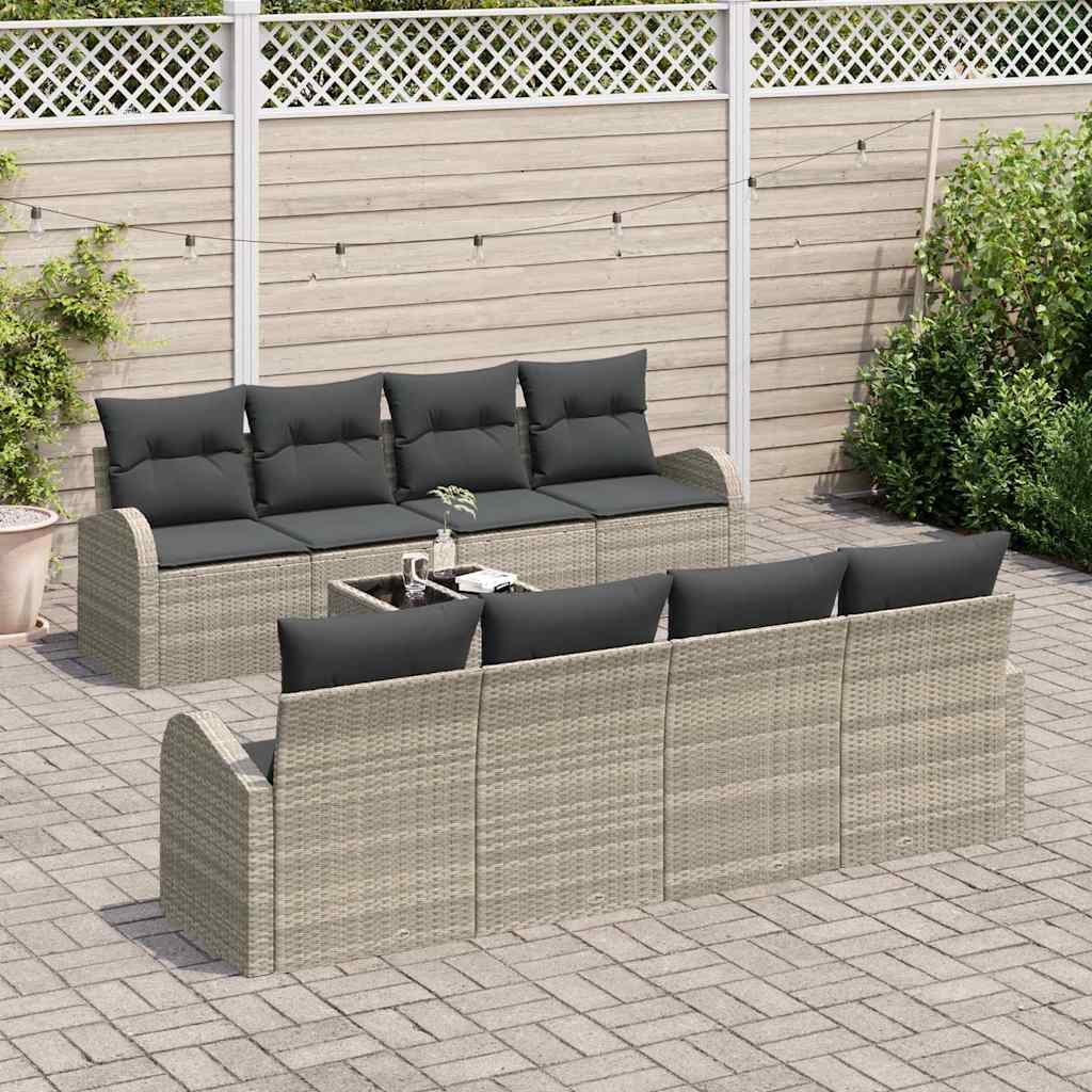 vidaXL Salon de jardin 9 pcs Gris clair et gris foncé Résine tressée