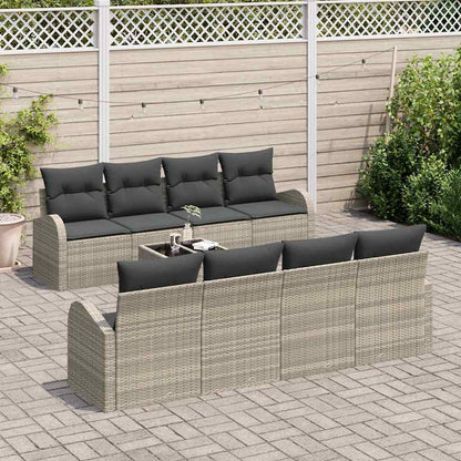 vidaXL Salon de jardin 9 pcs Gris clair et gris foncé Résine tressée
