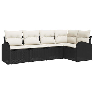 vidaXL Gartensofa-set mit Kissen 5 pcs Schwarz und Weiß Poly-Rattan