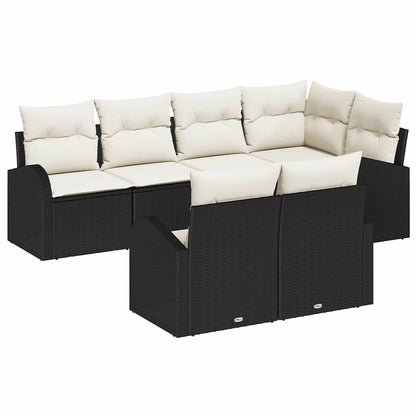 Gartensofa-set mit Kissen 7 pcs Schwarz und Weiß Poly-Rattan