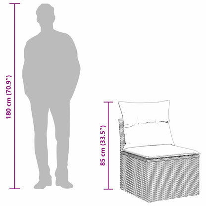 Gartensofa-set mit Kissen 8 pcs Beige und Weiß Poly-Rattan