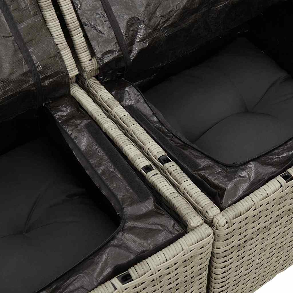 vidaXL Gartensofa-set mit Kissen 8 pcs Hellgrau Poly-Rattan