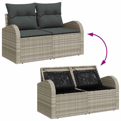 vidaXL Gartensofa-set mit Kissen 8 pcs Hellgrau Poly-Rattan