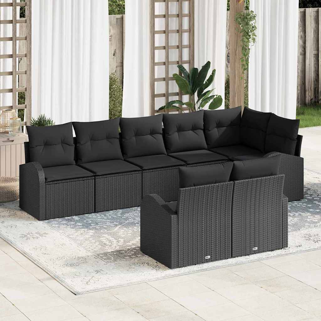 vidaXL Salon de jardin avec coussins 8 pcs Noir Résine tressée