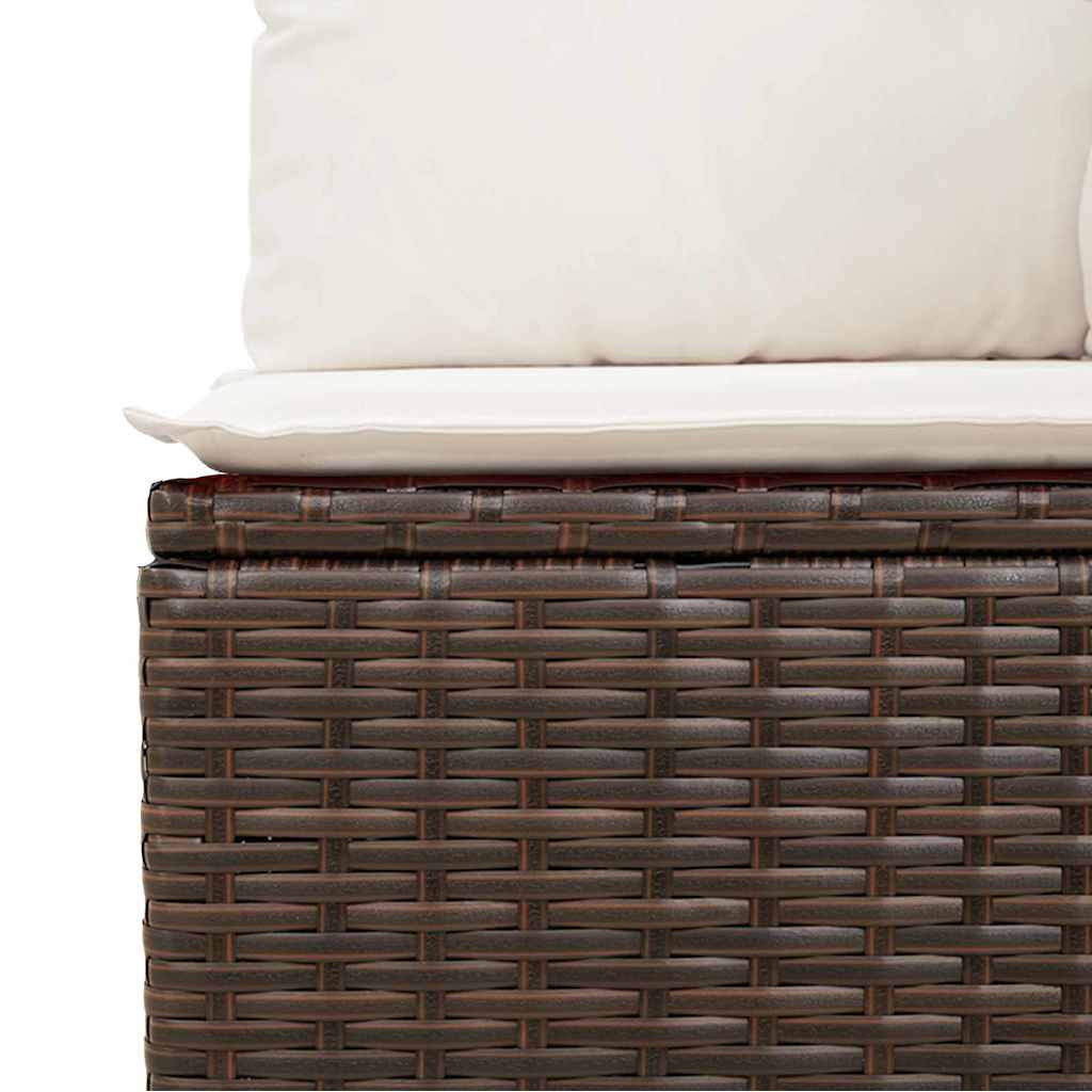 vidaXL Gartensofa-set mit Kissen 9 pcs Braun und Weiß Poly-Rattan