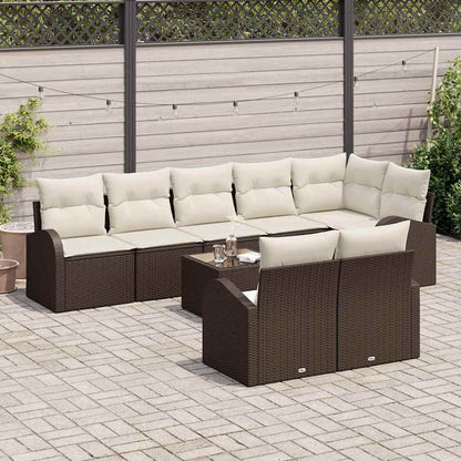 vidaXL Gartensofa-set mit Kissen 9 pcs Braun und Weiß Poly-Rattan
