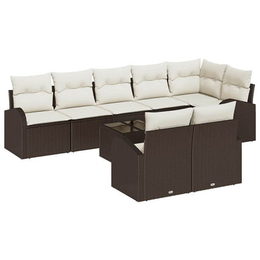 vidaXL Gartensofa-set mit Kissen 9 pcs Braun und Weiß Poly-Rattan