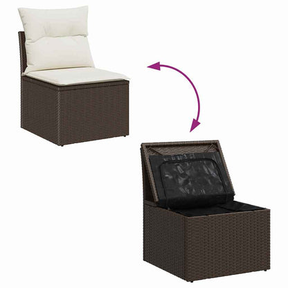 vidaXL Gartensofa-set mit Kissen 9 pcs Braun und Weiß Poly-Rattan