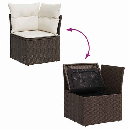 vidaXL Gartensofa-set mit Kissen 9 pcs Braun und Weiß Poly-Rattan
