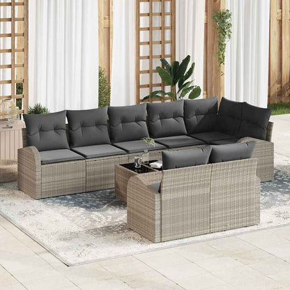 vidaXL Gartensofa-set mit Kissen 9 pcs Hellgrau Poly-Rattan