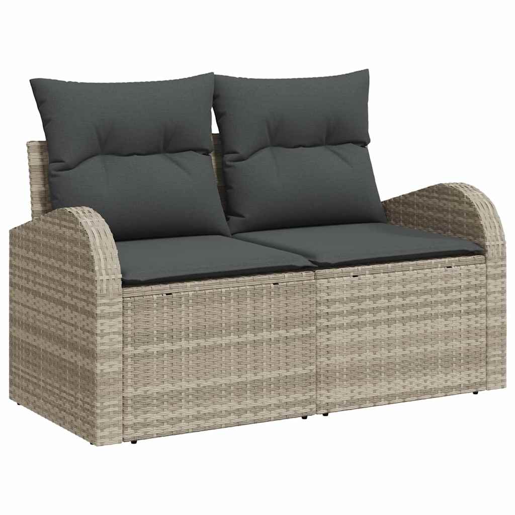 vidaXL Gartensofa-set mit Kissen 9 pcs Hellgrau Poly-Rattan