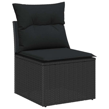 vidaXL Salon de jardin avec coussins 9 pcs Résine tressée noir