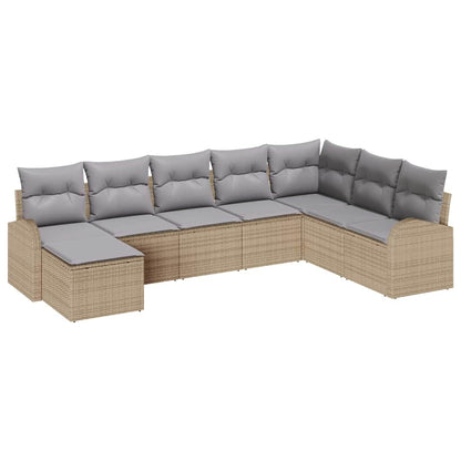 Sofa Set mit Kissen 8 pcs Beige und hellgrau Poly-Rattan