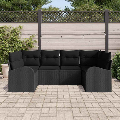 Gartensofa-set mit Kissen 6 pcs Schwarz Poly-Rattan