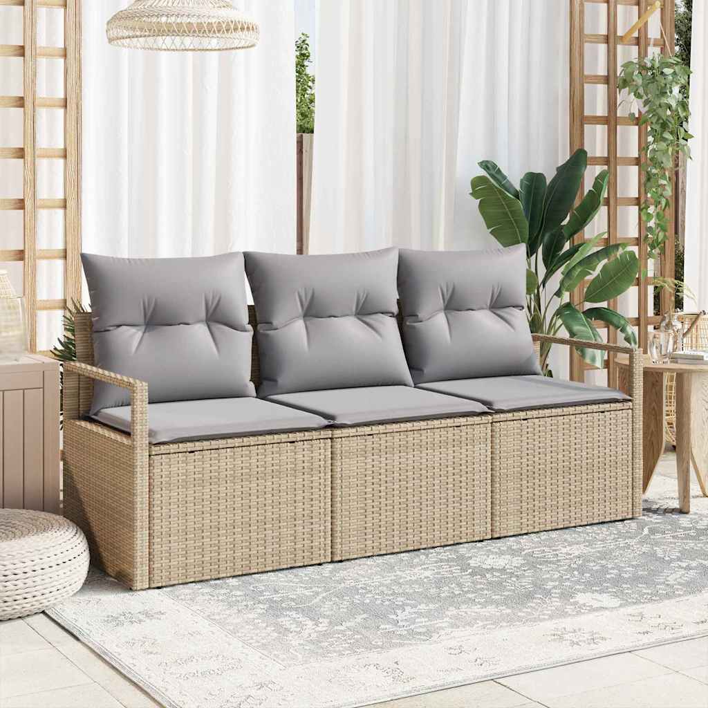 vidaXL Gartensofa-set mit Kissen 3 pcs Beige und Hellgrau Poly-Rattan