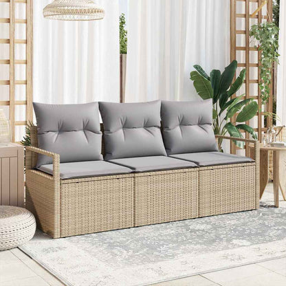 vidaXL Gartensofa-set mit Kissen 3 pcs Beige und Hellgrau Poly-Rattan