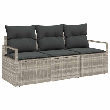 vidaXL Gartensofa-set mit Kissen 3 pcs Hellgrau Poly-Rattan