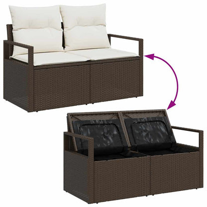 Sofa Set mit Kissen 5 pcs Braun und Creme Poly-Rattan