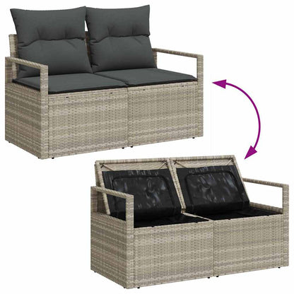 Gartensofa-set 7 pcs Hellgrau und Dunkelgrau Poly-Rattan