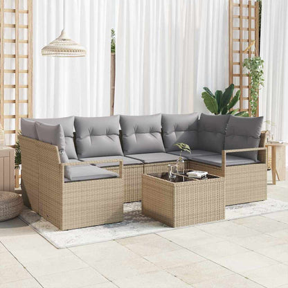 vidaXL Salon de jardin avec coussins et rangement 7 pcs Beige et gris