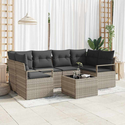 Garten-Sofa-Set mit Kissen 7 pcs Hellgrau und Dunkelgrau