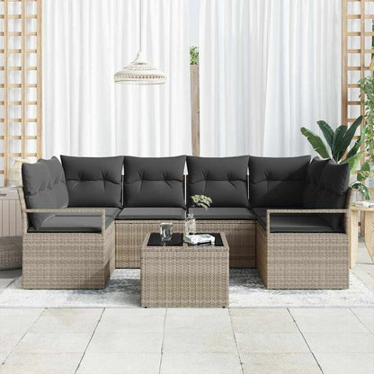 Garten-Sofa-Set mit Kissen 7 pcs Hellgrau und Dunkelgrau