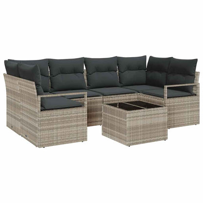 Garten-Sofa-Set mit Kissen 7 pcs Hellgrau und Dunkelgrau