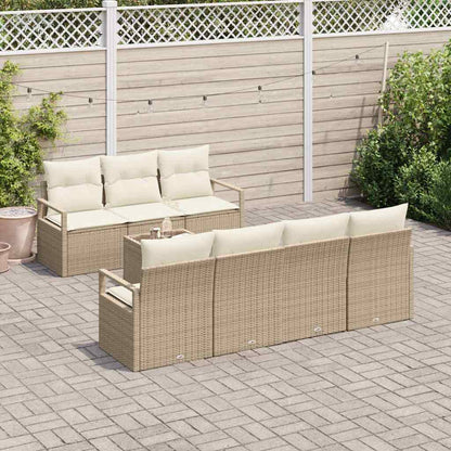 Garten-Sofa-Set mit Kissen mit Speicher 8 pcs Beige und Creme