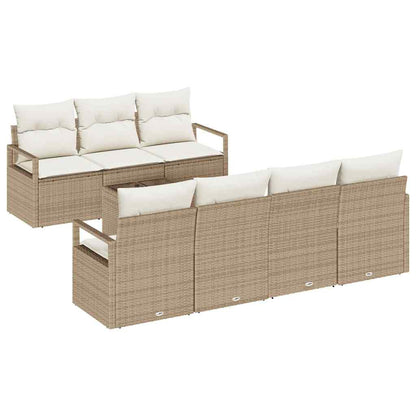 Garten-Sofa-Set mit Kissen mit Speicher 8 pcs Beige und Creme