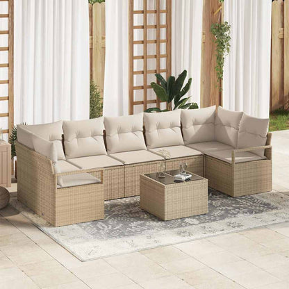 Garten-Sofa-Set mit Kissen mit Speicher 8 pcs Beige und Creme